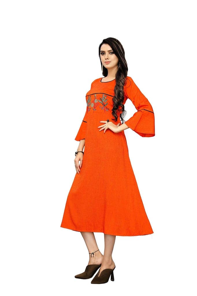 B&T Swara Women's Rayon' Two Tone Slub Kurti (BT137_Orange_XXL) (XX-Large, Orange) view 2