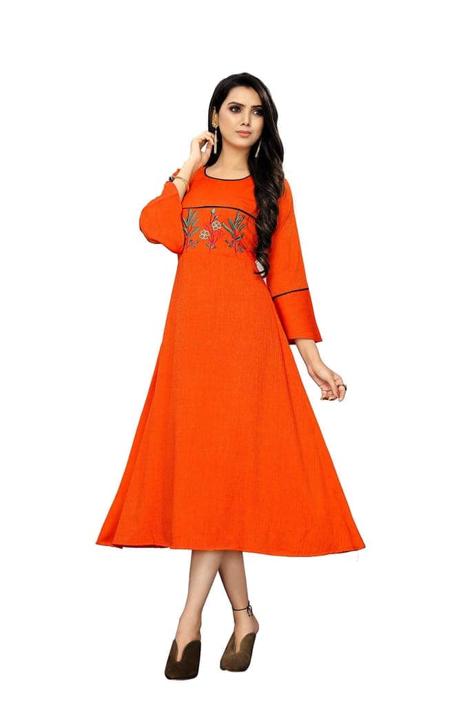 B&T Swara Women's Rayon' Two Tone Slub Kurti (BT137_Orange_XXL) (XX-Large, Orange) view 4