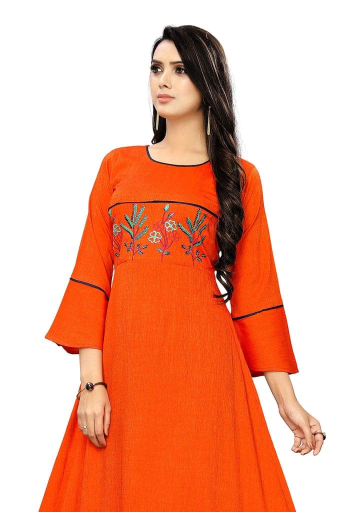 B&T Swara Women's Rayon' Two Tone Slub Kurti (BT137_Orange_XXL) (XX-Large, Orange) view 5