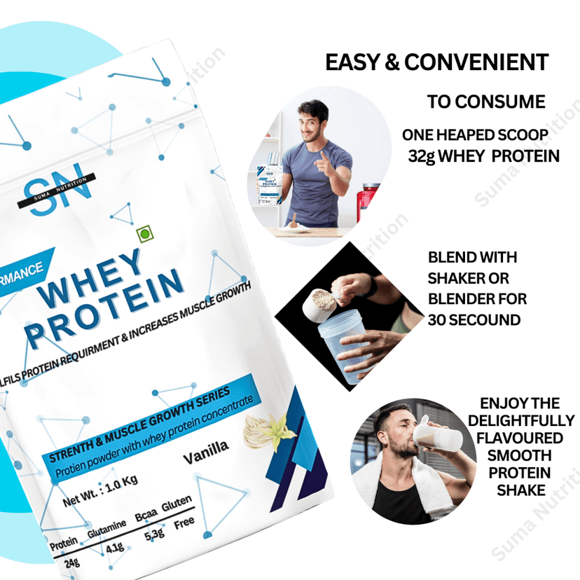 Whey Protein Powder - 1-Kg - Vanilla/Choclate | Muscle Growth | Great Mixability with Taste | Easy Digestive view 2