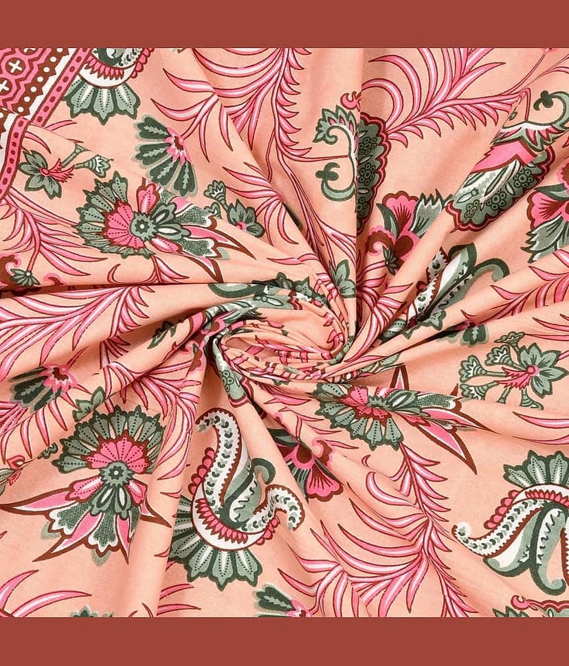 CLOTHORO Cotton 1 Double Bedsheet with 2 Pillow Covers ( Peach ) view 2