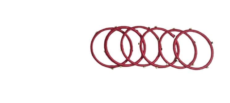 Red and Gold Silk Thread Bangle Set view 2