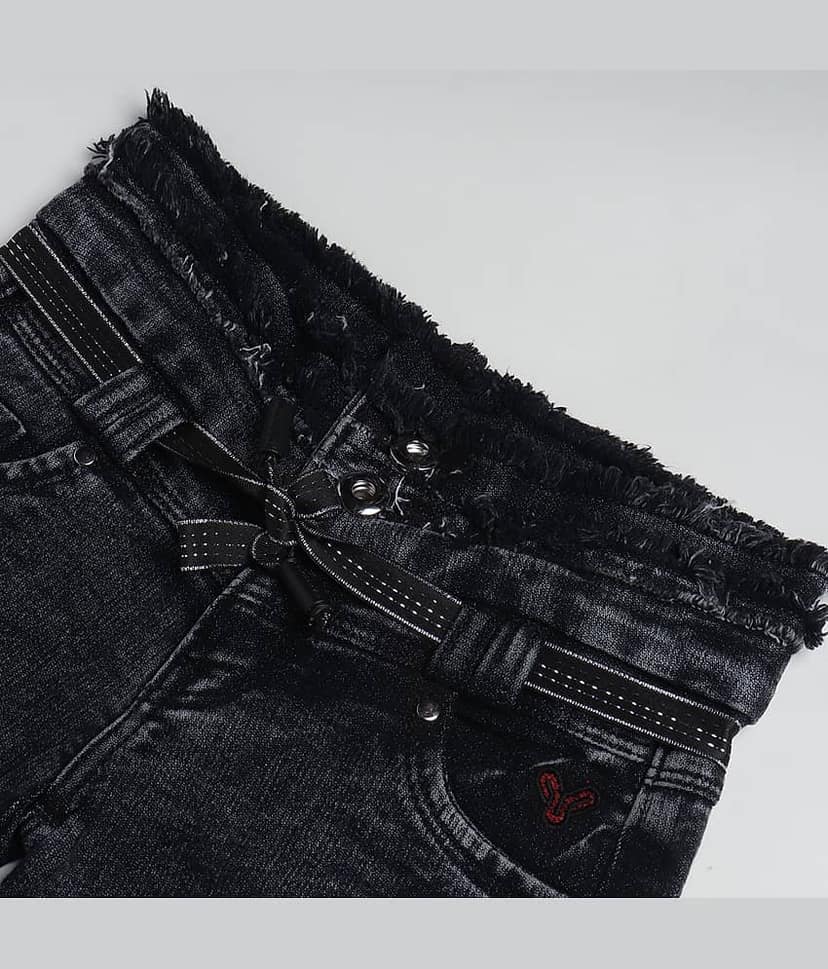 Arshia Fashions Pack of 1 Girls Denim Hot Pants ( Black ) view 2