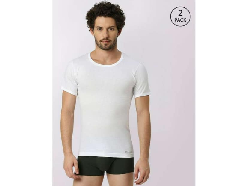 Frenchie Oxy Men Solid White Cotton Vest (Pack of 2 ) - Inactive - S