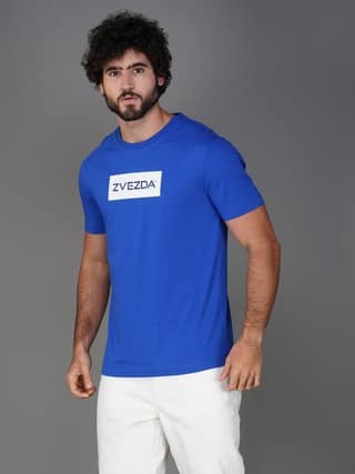 Men’s Branded Lightweight Cotton Round Neck T-Shirt-Blue