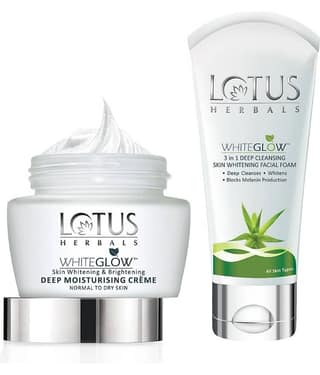 Lotus Herbals Skin Whitening & Brightening Deep Moisturing Cream 60g + Facial Foam 50g (Pack of 2)