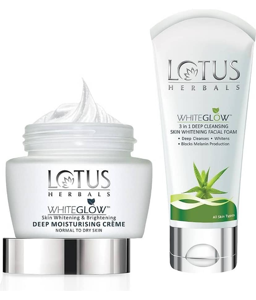 Lotus Herbals Skin Whitening & Brightening Deep Moisturing Cream 60g + Facial Foam 50g (Pack of 2)