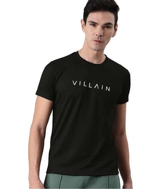 VILLAIN Black Polyester T-Shirt