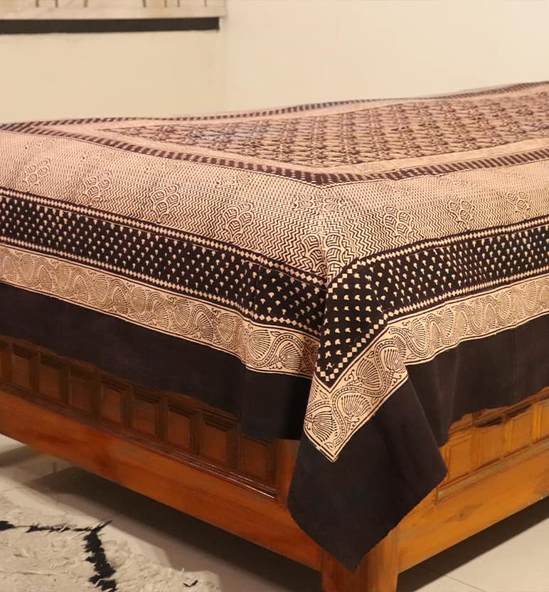 Hand Block Printed Bagh Cotton Single Bed Sheet view 3