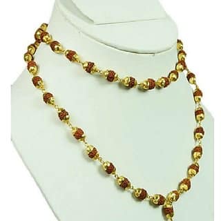 100 pure 5 mukhi rudraksha mala with gold plated caps certified gold plated shiva god rudrakhsa 108 + 1 beads mala for men women By CEYLONMINE