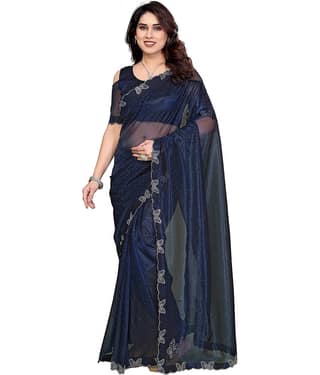 ANAND SAREES Net Solid Regular Saree With Unstitched Blouse Piece ( Yellow )