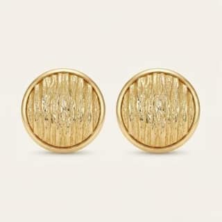 Gold Textured Round Button Studs | Gold-Tone Anti-Tarnish Imitation Jewellery