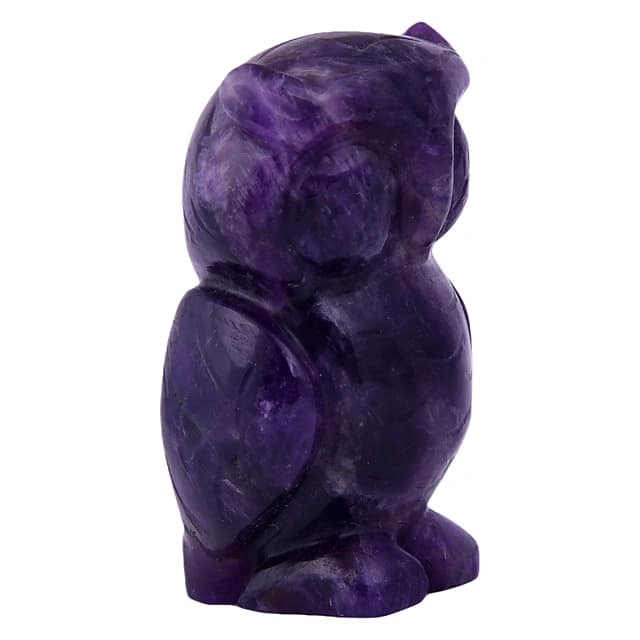 Lepidolite Crystal Owl, Fengshui, Good Luck Symbol of Wisdom and Protection from Evil, Statue, Laxmi Vahana(KI_083) by Krishna Impex view 2