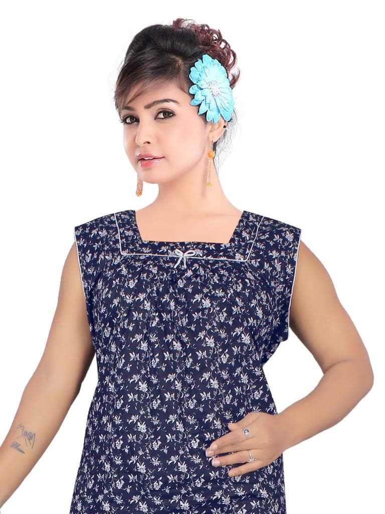 VALENCIA SLEEPWEAR lissybissy Cotton Resham Embroidery Nighty Night Gown Maxi for Women A line (Blue) view 2