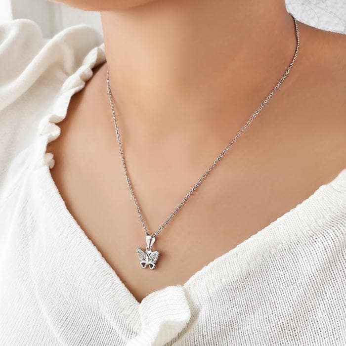 Silver Butterfly Wings Pendant with Chain view 2