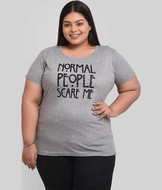 Neo Garments Women Cotton Printed Regular Fit Round Neck T-Shirt ( Grey )