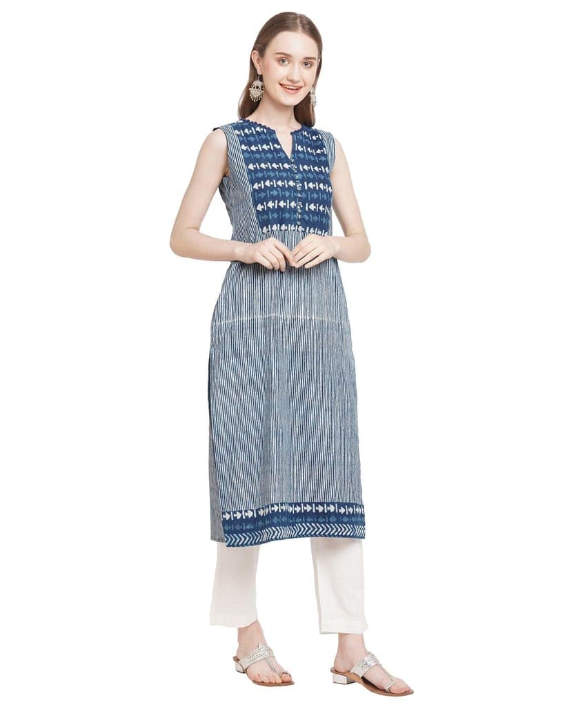 "Neel Tara" handcrafted pure cotton kurta view 5