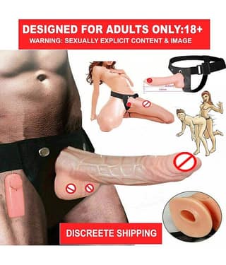 kamahouse 7 inch Big Hollow Strap On Dildo with Vibration and belt Female Sex Toy