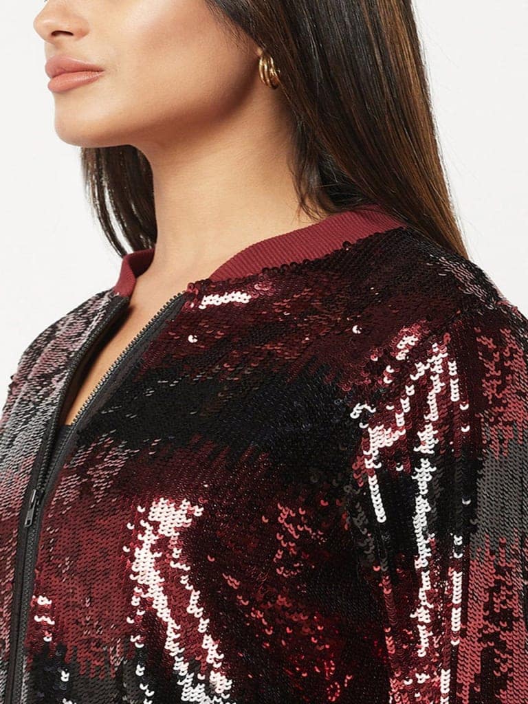 Red And Black Sequins Jacket view 5