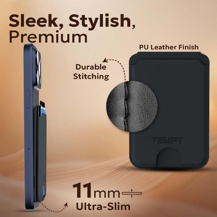 Tempt Trigo 15W MagSafe Wireless Charger with Leather 3-Card Wallet view 4