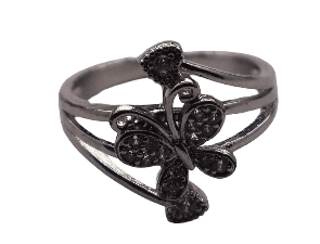 Butterfly Ring: Elegant Silver-Tone Design with Sparkling Accents