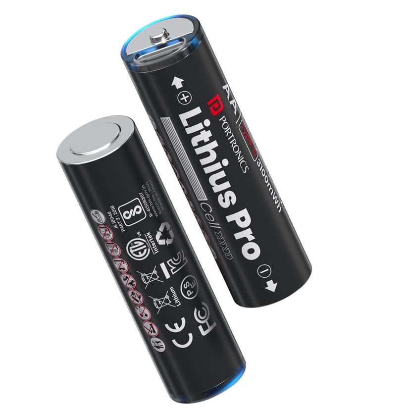 Portronics Lithius Pro AA, USB-C Rechargeable Lithium-Ion Battery, 12V Rechargeable Battery - Black