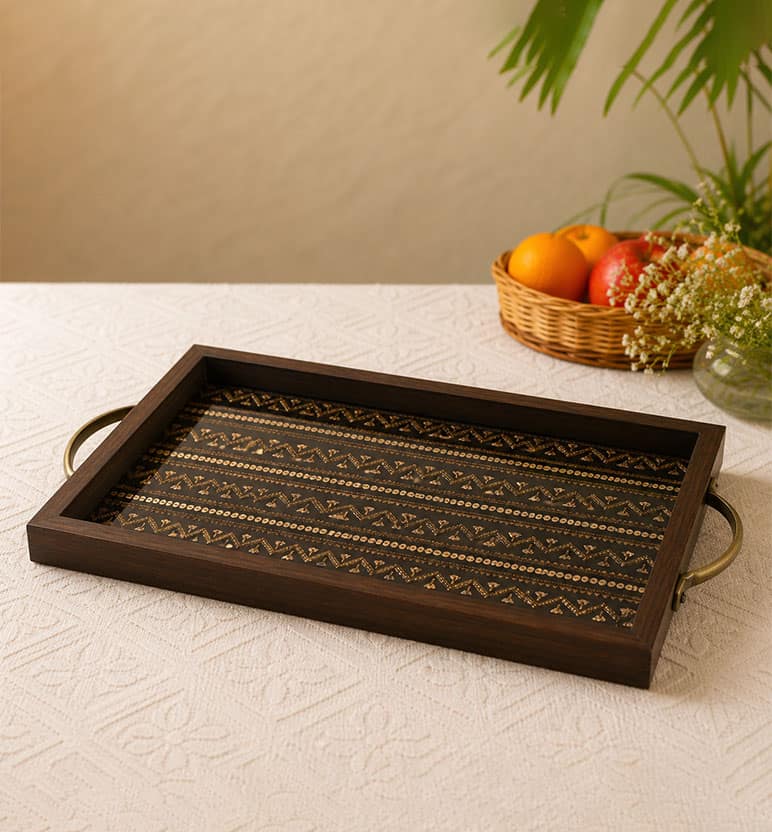 Handcrafted Zari Zardozi Decorative Tray