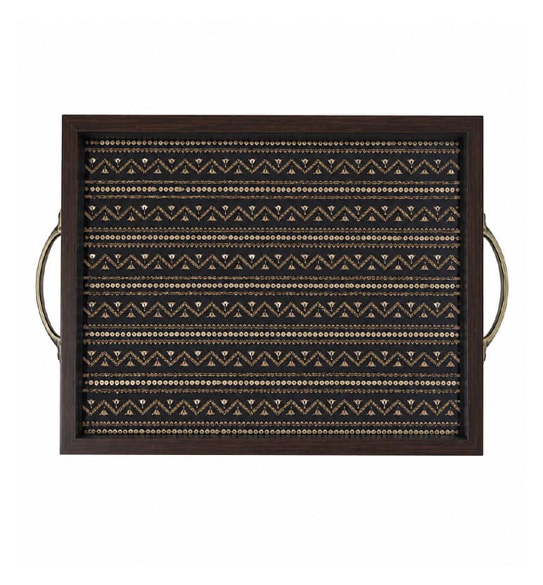 Handcrafted Zari Zardozi Decorative Tray view 2