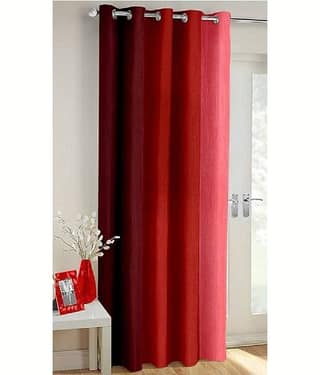 N2C Home Vertical Striped Semi-Transparent Eyelet Curtain 7 ft ( Pack of 1 ) - Red