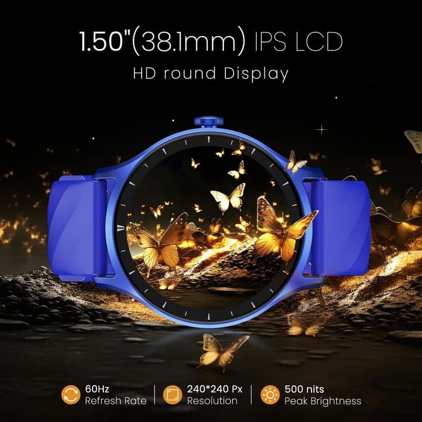 CELLECOR E2 Hype 1.50" (38.1mm) HD IPS Display Smart Watch, 500 Nits, 60Hz Refresh Rate, Bluetooth Calling, AI generated Watch Faces, 100+ Sports Modes, Health Suite, Voice Assistance (Blue ) view 2