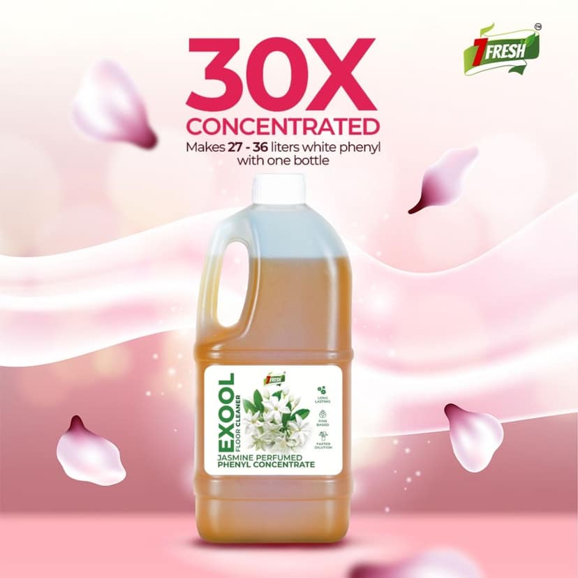 7Fresh Exool Perfumed Phenyl Concentrate Liquid 1 Ltr (MAKES 30 LITTER OF THICK WHITE PHENYL) Floor Cleaner,Pine Based,Long Lasting,Faster Dilution,Phenyl Essence view 2
