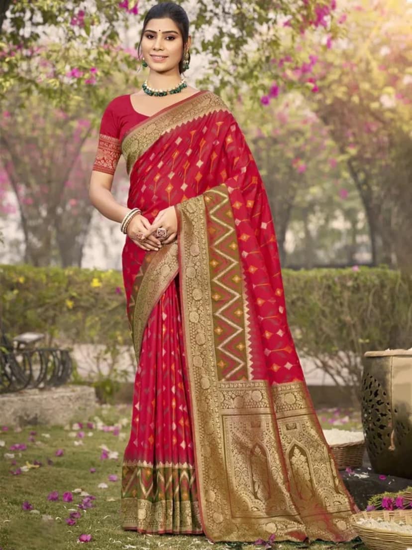 Red Silk Saree view 2