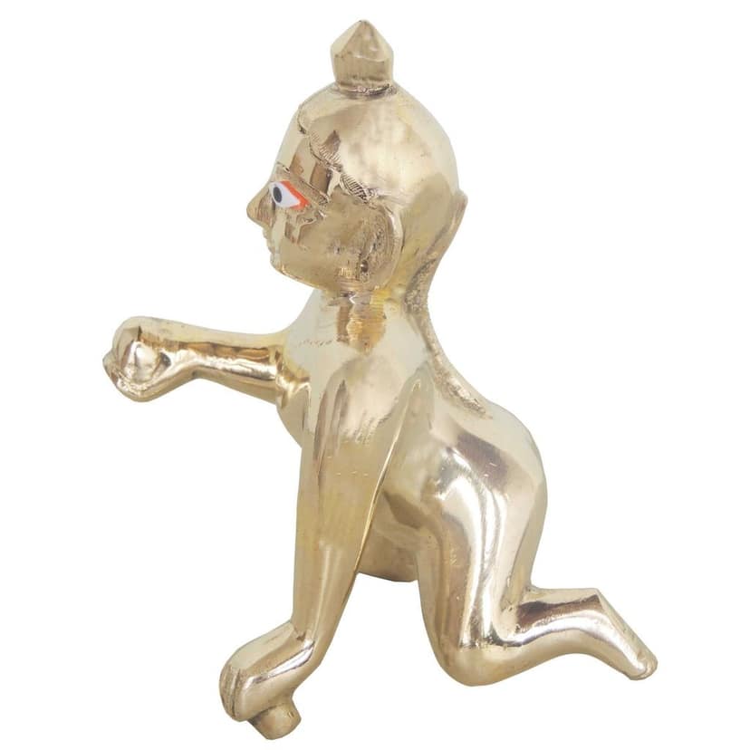 Brass Laddu Gopal God Idol Statue - Divine Bal Krishna Murti, Height : 5.5 Inch (BSMAS871 C) view 4