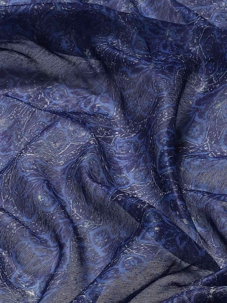 Women's Pure Cotton block print saree with unstiched blouse piece view 5