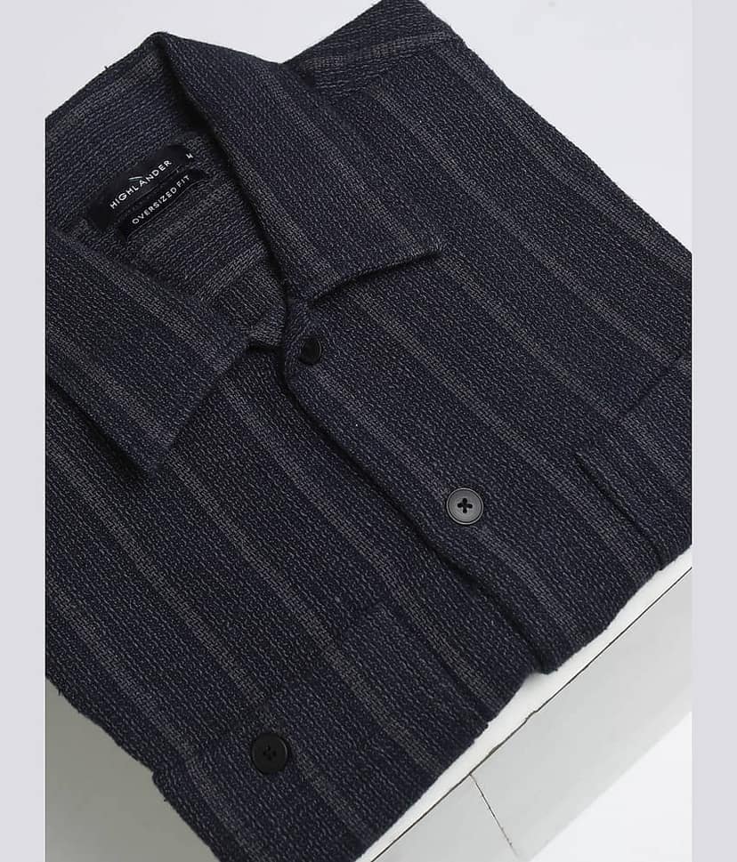 Highlander Cotton Blend Oversized Fit Striped Full Sleeves Men's Casual Shirt - Multicolor ( Pack of 1 ) view 7