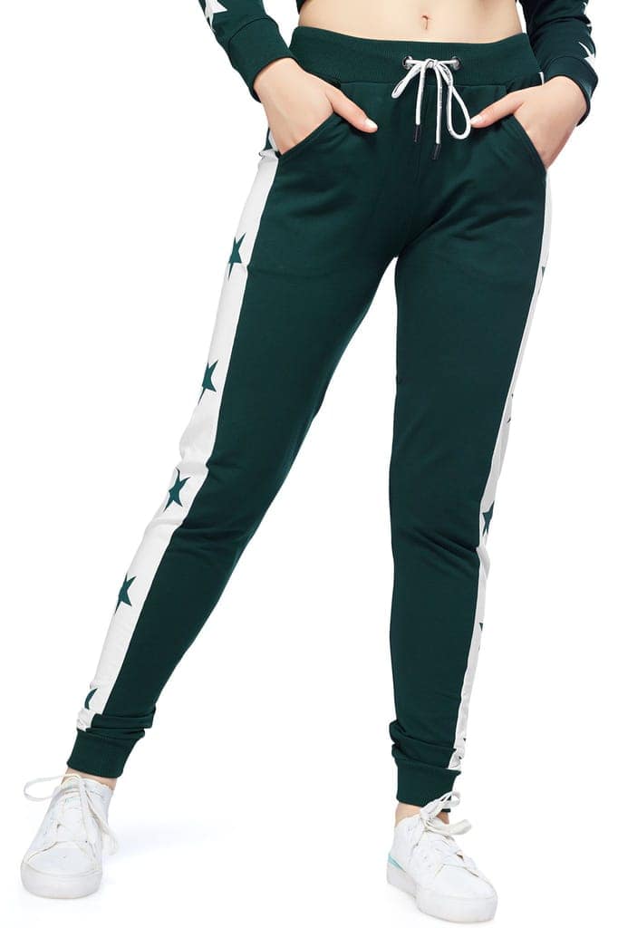 ZEYO Women's Joggers Star Printed Black Regular Fit Track Pant view 2