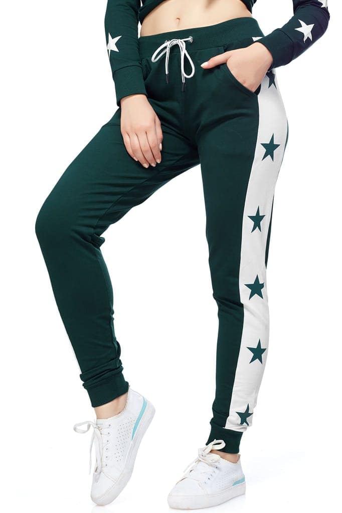 ZEYO Women's Joggers Star Printed Black Regular Fit Track Pant view 4