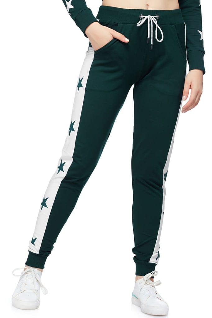 ZEYO Women's Joggers Star Printed Black Regular Fit Track Pant view 5