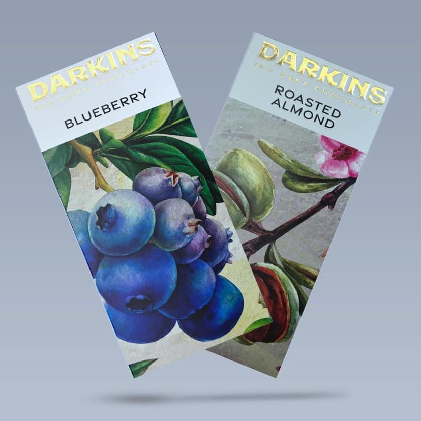 DARKINS 70% Dark Chocolates With Blueberries | 70% Dark Chocolates With Roasted Almonds | Dark Chocolate Bar 4x50 Gm | Gluten-free Chocolates | 50 Gm Each Pack Of 4 view 2