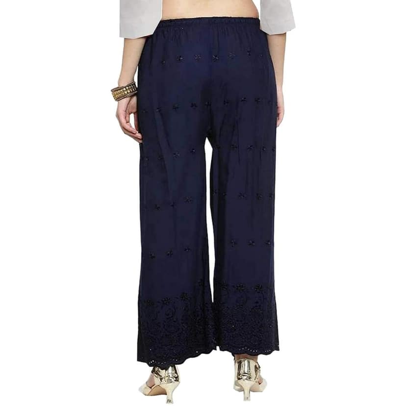 Cotton Embroidery Palazzo( Blue) view 3