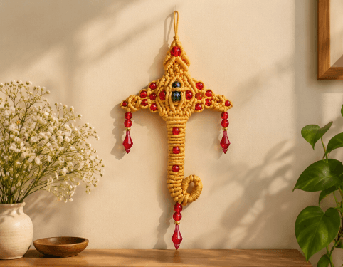 Handmade Macrame Ganesh Ji Statue for Spiritual Home Decoration
