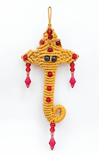 Handmade Macrame Ganesh Ji Statue for Spiritual Home Decoration view 2