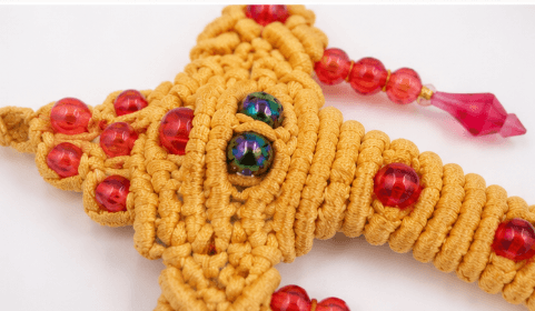 Handmade Macrame Ganesh Ji Statue for Spiritual Home Decoration view 3