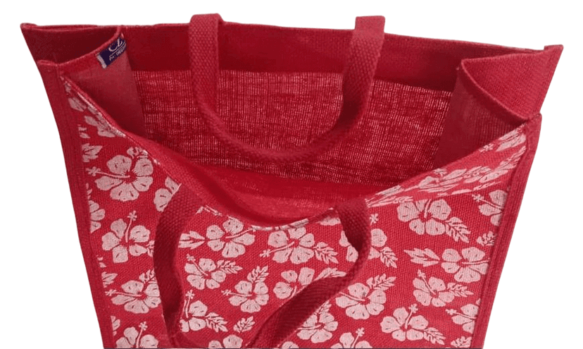 Red hibiscus bag view 3
