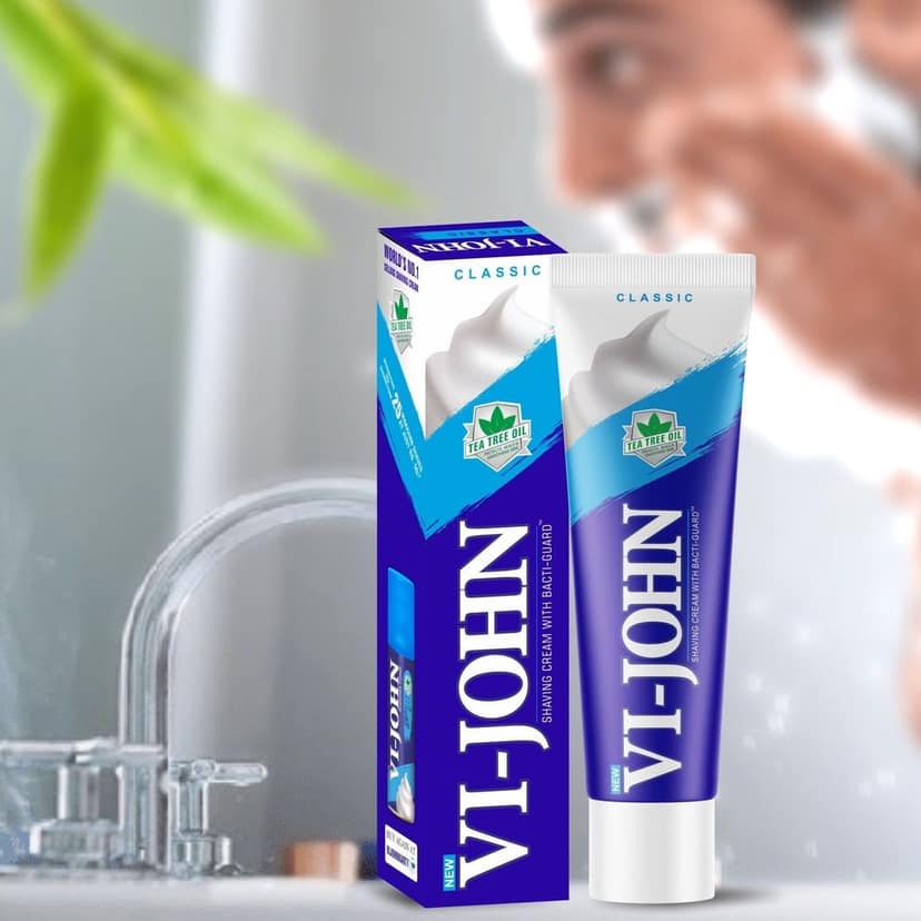 VI-JOHN Classic Shaving Cream With Tea Tree Oil & Vitamin E - 125 GM For All Skin Types view 8