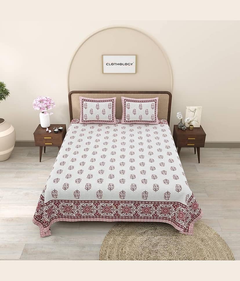 CLOTHORO Cotton 1 Double King Bedsheet with 2 Pillow Covers ( Brown )