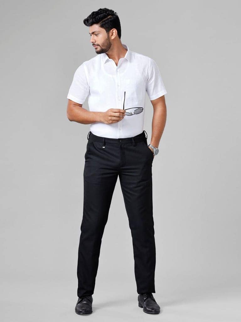 Mens Cotton Linen White Shirt Half Sleeves view 4
