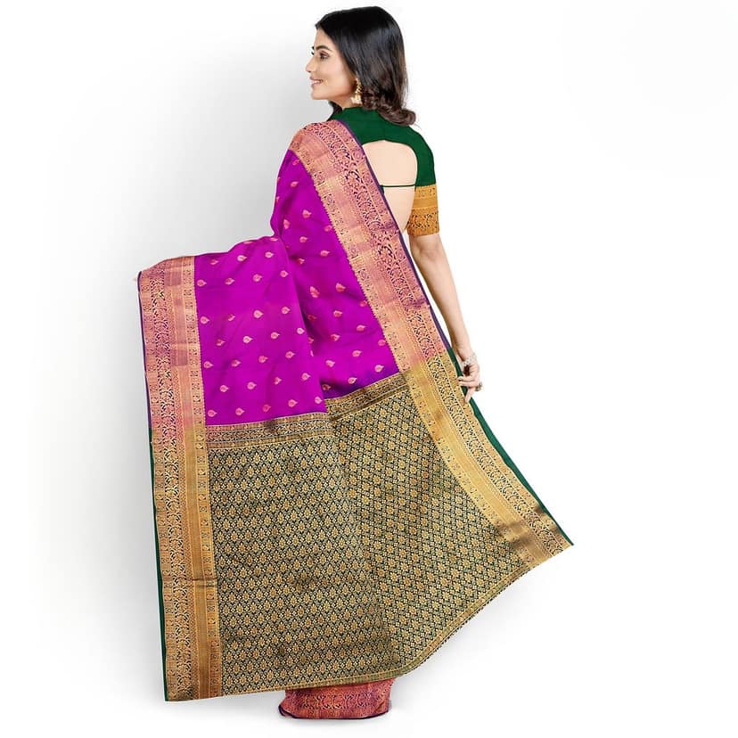 byzantine with green combo 1000 butta semi silk saree view 5
