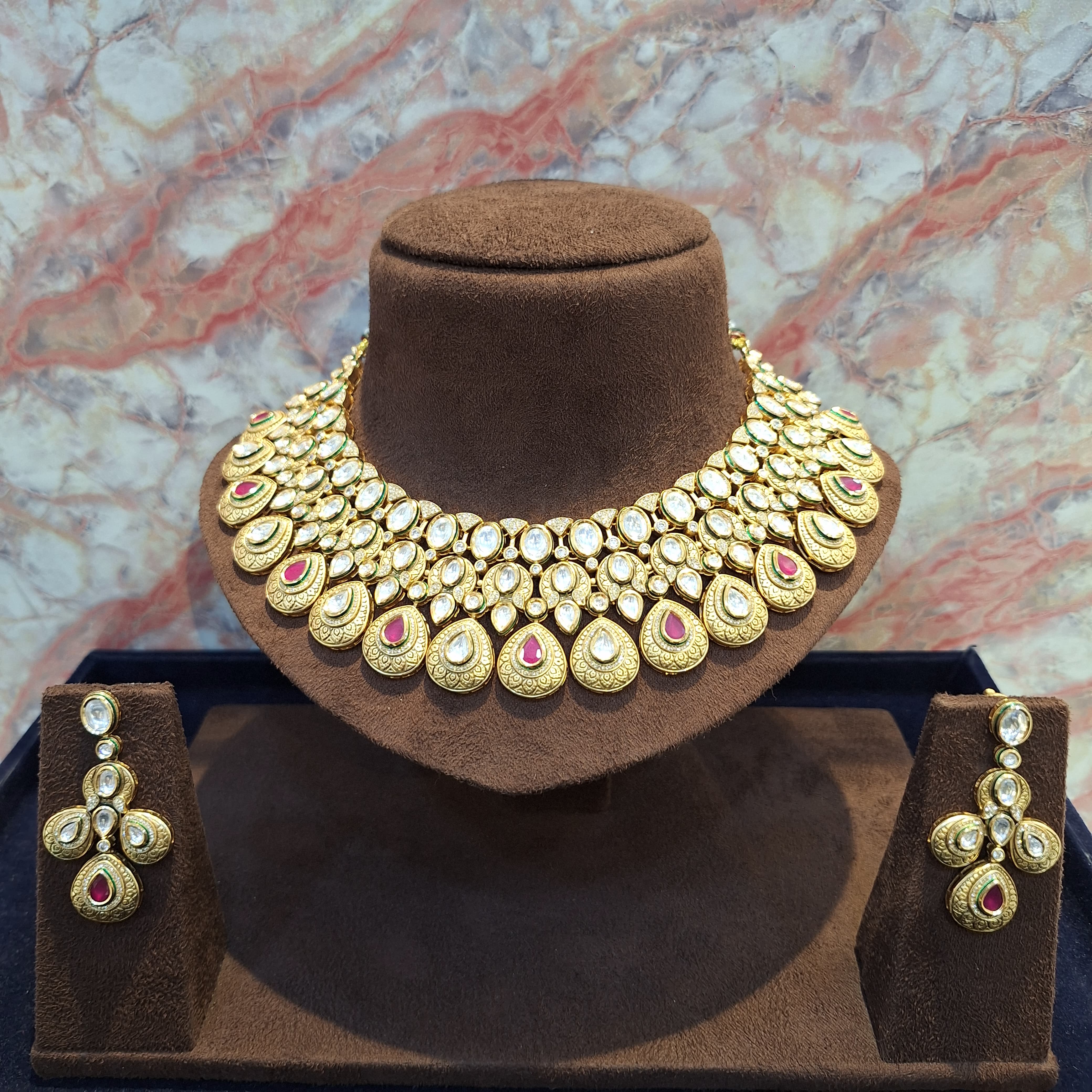 Dewdrop Choker Set - The Royal Bride by Dia Art Jewels view 2