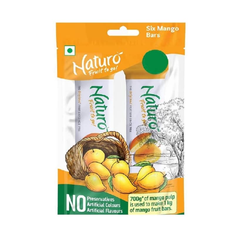 Naturo Mango Fruit Bars Pouches, 7 gm Each - Pack of 6